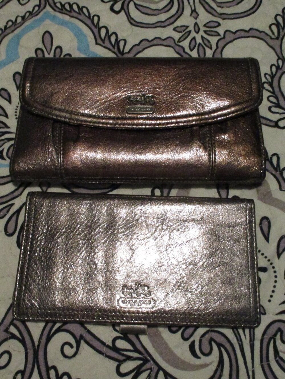 Coach Est 1941 Madison Luxury Rose Gold Trifold Wallet & Checkbook Metallic